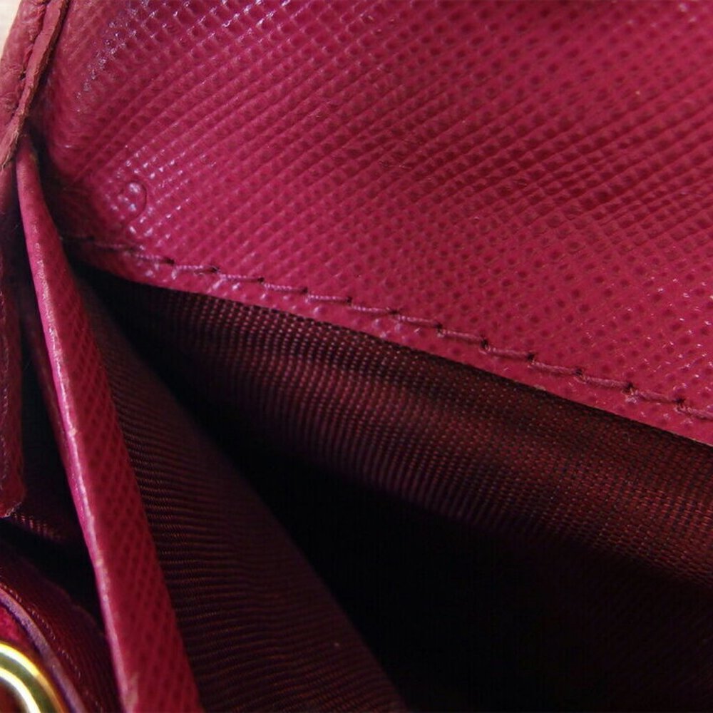 PRADA Purse Ribbon Pink Safiano Leather Auth USED T18178 - Picture 7 of 8